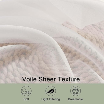 OWENIE Sheer Curtains 84 Inches Long 2 Panels Set, Ivory Sheer Curtain for Living Room Bedroom, Modern Voile Filmy Rod Pocket Curtains & Drapes, 2 Pcs, Each 59 W x 84L Inch, Ivory