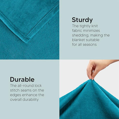 Utopia Bedding Fleece Blanket Twin Size Turquoise 300GSM Luxury Anti-Static Fuzzy Soft Microfiber Dorm Bed Blanket (90x66 Inch)