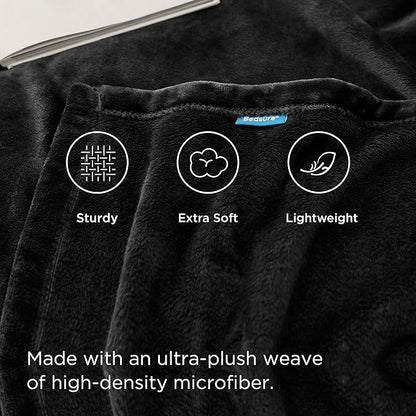 Bedsure GentleSoft Fleece Blankets Queen Size Black - Bed Blanket Soft Lightweight Plush Fuzzy Cozy Luxury Microfiber, 90x90 inches