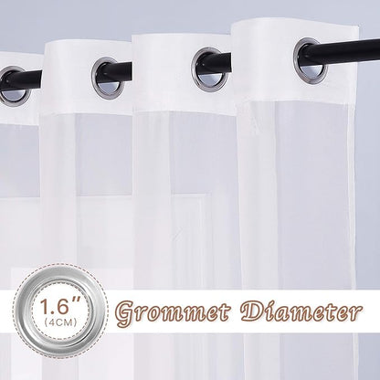 NICETOWN Sheer Curtains for Windows 84 inch Length - Ring Top Voile Textured Soft Lightweight Curtains and Drapes Elegant for Bedroom/Kitchen/Living Room, Ivory, 2 Panels=74" W