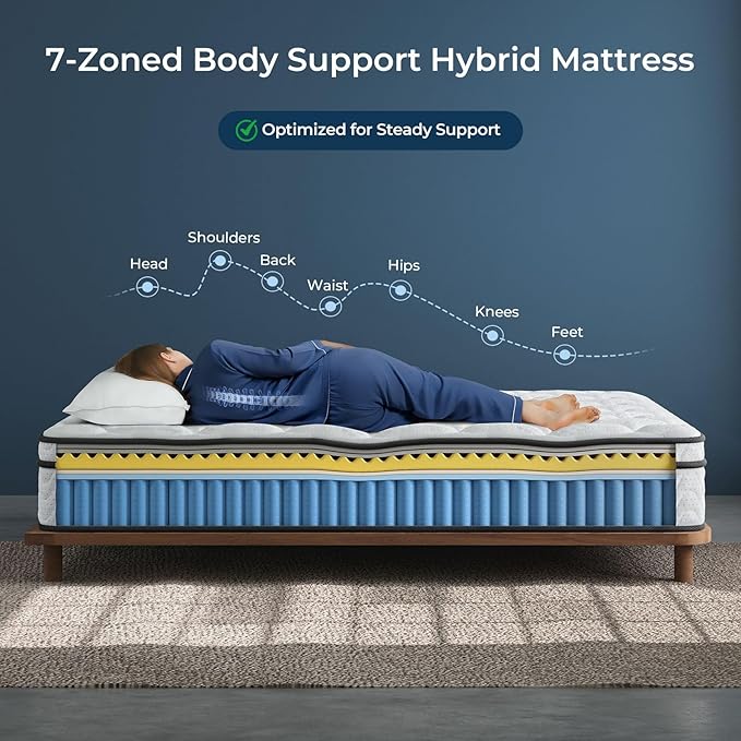Vesgantti California King Mattress, 10 Inch Hybrid Cal King Mattress in a Box with Memory Foam and Pocket Spring, Ergonomic Design & Pressure Relief, Medium Firm Feel, 72"*84"*10"