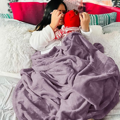 Bedsure GentleSoft Fleece Throw XL Blanket Fog Purple - 300GSM Soft Lightweight Plush Cozy Blankets for Bed, Sofa, Couch, Travel, Camping, 50x70 inches