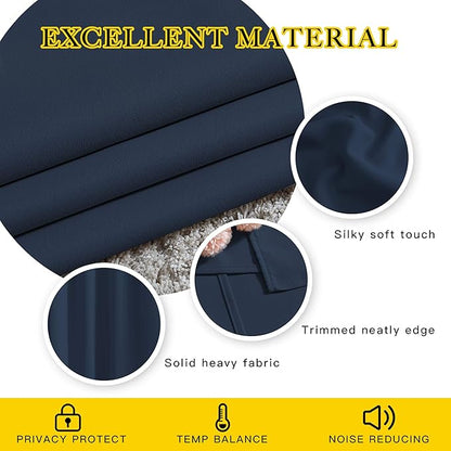 NICETOWN Living Room Window Curtain Drapes Extra Long & Wide - Bedroom Panels Grommet Top Window Treatment for Hall & Guest Room (W80 x L108, Navy, 2 Pieces)