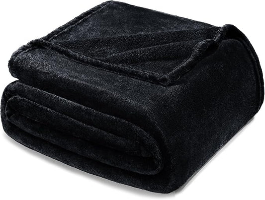 Exclusivo Mezcla Fleece Blanket Twin Size for Bed, Super Soft and Warm, All Season Use, Cozy, Plush, Lightweight, 90x66 Inches, Black