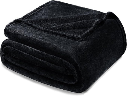 Exclusivo Mezcla Fleece Blanket King Size for Bed, Super Soft and Warm, All Season Use, Cozy, Plush, Lightweight, 120x120 Inches, Black