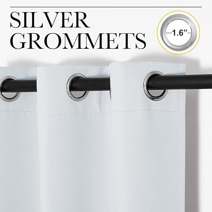 NICETOWN Room Darkening Long Curtain Set - Window Treatment Thermal Insulated Grommet Long Drapes for Living Room (2 Panels, 42 by 95, Greyish White)