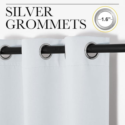 NICETOWN Room Darkening Draperies Curtains, Window Treatment Thermal Insulated Grommet Room Darkening Curtains/Drapes for Bedroom (Greyish White, 2 Panels, 34 by 72)