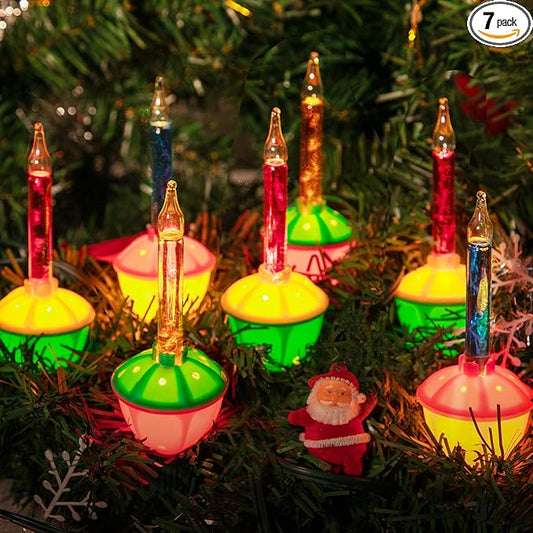 Multicolor Christmas Bubble Lights with 7 Clear Bulbs, UL Listed for Holiday Christmas Celebrations Lighting, Green Wire