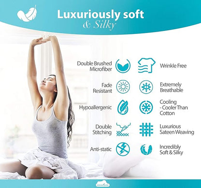 DREAMCARE Queen Sheet Set – 6 pcs Cooling Bed Sheets – up to 15” Deep Sheets Queen Size Bed Set – 2500 Supreme Collection – Extra Soft 100% Brushed Microfiber Hotel Luxury with Side Pocket – Ivory