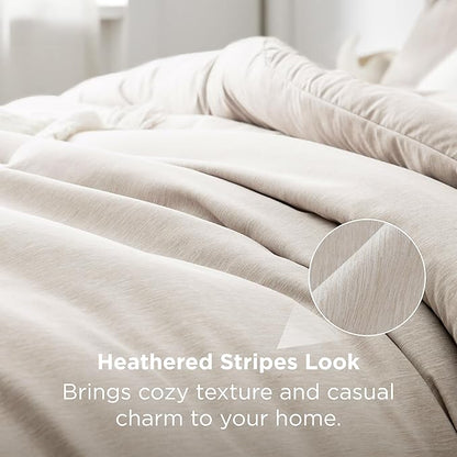 Bedsure Queen Comforter Set - Beige Soft Bedding for All Seasons, Cationic Dyed Bed Set, 3 Pieces, 1 Queen Size Comforter (90"x90") and 2 Pillow Shams (20"x26"+2")