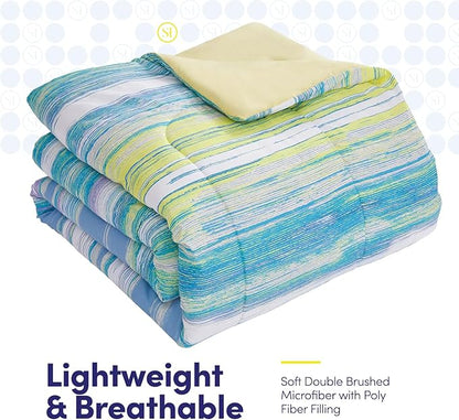 Sweet Home Collection 7 Piece Comforter Set Bag Solid Color All Season Soft Down Alternative Blanket & Luxurious Microfiber Bed Sheets, Sorento, Queen