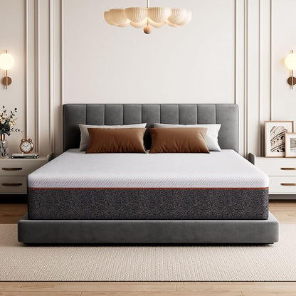 Marsail 10 Inch Full Size Mattress, Cooling Gel Memory Foam, Fiberglass Free Breathable Cooling Bed Twin Mattress, Medium-Firm in A Box