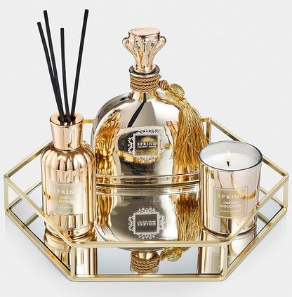 SPRING Fragrance Reed Diffuser Set | Fragrance Made in France | Home Décor | Scented Aromatic Oil | Room Air Freshener White Flower | 3.4 oz (100ml) | Lily, Jasmine, Lily of The Valley and Tuberose