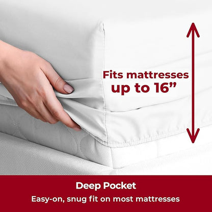 Mellanni Twin Sheets Set - 3 PC Iconic Collection Bedding - Hotel Luxury, Extra Soft, Cooling Bed Sheets - Wrinkle, Fade, Stain Resistant (Twin, White)