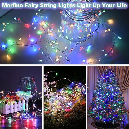 10 Pack Fairy Lights Battery Operated - 3 Speed Modes, 7Ft 20 LED String Twinkle Lights, Waterproof Copper Wire, Mini Firefly Light for Mason Jars Vases Christmas Decor, Multi-Colored