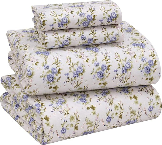 RUVANTI Flannel Sheets Full Size - 100% Cotton Double Brushed Bed Sheets Set, Deep Pockets 16 Inches, All Seasons Breathable & Extra Soft Full Sheets, Warm & Cozy, 4 Piece, Sand Rose