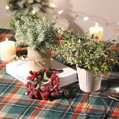 4 Pack Small Fake Plants, Artificial Plants Indoor for Home Decor, Small Faux Plants Indoor, Fake Plants in White Pot for Bathroom Bedroom Kitchen Office Farmhouse Room Shelf Decor