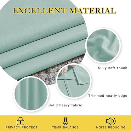 NICETOWN Aqua Blue Bedroom Curtains 72 inches Long, Grommet Blackout Thermal Insulated Window Treatment Room Darkening for Bedroom/Home Office, 2 Panels, W37 x L72