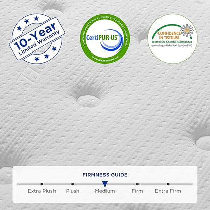 Full Mattress,9.8 Inch Hybrid Mattress in a Box with Gel Memory Foam,Motion Isolation Individually Wrapped Pocket Coils Mattress,CertiPUR-US.
