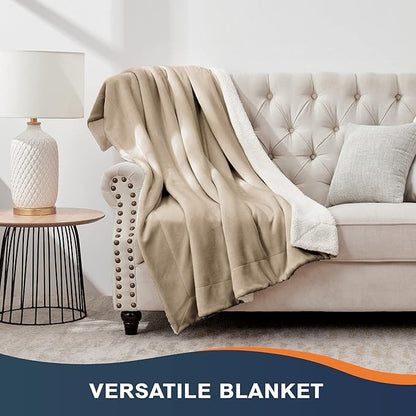 Walensee Sherpa Fleece Blanket (Throw Size 50”x60” Camel) Plush Throw Fuzzy Super Soft Reversible Microfiber Flannel Blankets for Couch, Bed, Sofa Ultra Luxurious Warm and Cozy for All Seasons