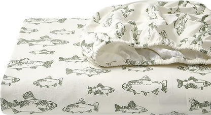 Eddie Bauer - King Sheets, Cotton Flannel Bedding Set, Brushed For Extra Softness, Cozy Home Decor (School of Fish, King)