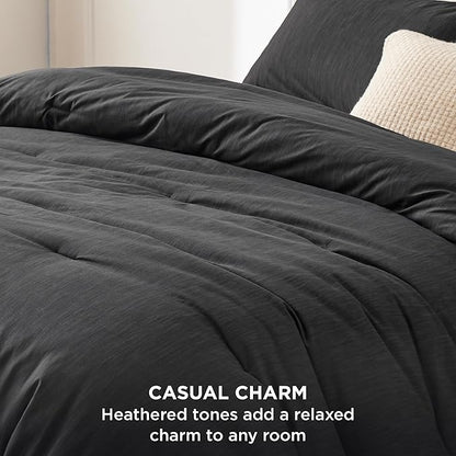 Bedsure Queen Comforter Set - Black Soft Bedding for All Seasons, Cationic Dyed Bed Set, 3 Pieces, 1 Queen Size Comforter (90"x90") and 2 Pillow Shams (20"x26"+2")