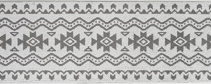 Custom Size Southwestern Style Runner Rug Mat for Wide Hallway Entryway Kitchen Laundry Room with Slip Resistant Latex Rubber Backing, Aztec Light Grey, 31 inch X 10 feet