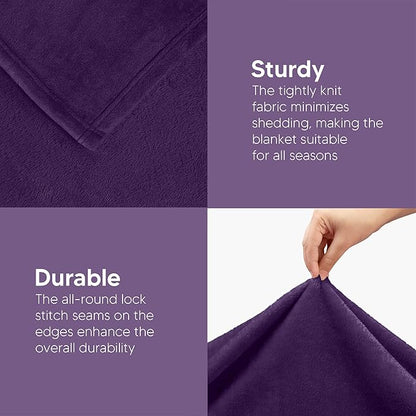 Utopia Bedding Fleece Blanket Throw Size Purple 300GSM Luxury Anti-Static Fuzzy Soft Microfiber Blanket for Couch, Sofa and Bed (60x50 Inch)