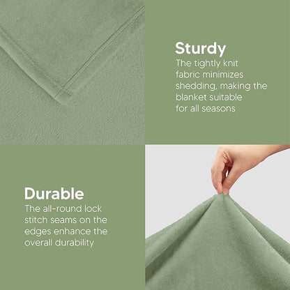 Utopia Bedding Fleece Blanket Twin Size Sage Green 300GSM Luxury Anti-Static Fuzzy Soft Microfiber Bed Blanket (60x80 Inch)