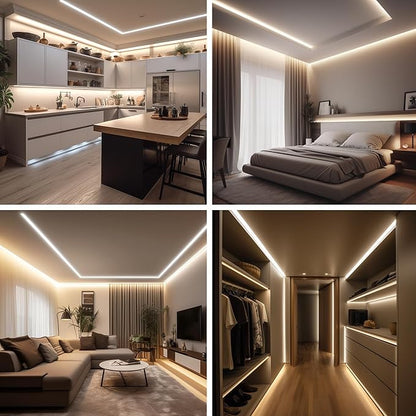 COB LED Strip Light with Remote, Dimmable 16.4FT/5M Flexible High Density LED Light,4000K Natural White 2400LEDs Super Bright LED Light Strip CRI 90+ for Bedroom,Kitchen,DIY Home Decoration