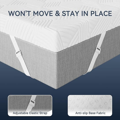 ELEMUSE 2 Inch Gel Memory Foam Mattress Topper King Size Pressure-Relieving Mattress Topper for Back Pain,Non-Slip Design with Removable & Washable Cover, CertiPUR-US