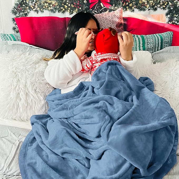 Bedsure GentleSoft Fleece Blanket Twin Size Washed Blue - 300GSM Lightweight Plush Fuzzy Cozy Soft Warm Blanket for Bed, Sofa, Couch, Travel, Camping, 60x80 inches