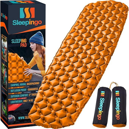 Ultralight Sleeping Mat - Inflatable & Compact Camping Air Mattress for Backpacking, Hiking- New