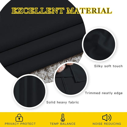 NICETOWN Blackout Curtains 63 inch Length 2 Panels Burg - Easy Care Solid Thermal Curtains Grommet Blackout Window Treatments for Bedroom/Kids Room (W52 x L63, Black)