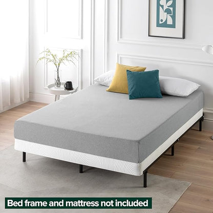 ZINUS 4 Inch Box Spring with Cover, No Assembly Mattress Foundation, Sturdy Metal Structure, Queen, White