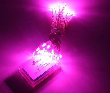 Karlling Battery Operated Fairy Lights, Romantic Pink Glow 40 LED String Lights for Valentine’s Day, Weddings, Bedroom, and Party Decor(Pink,1 Pack)