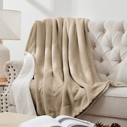 Walensee Sherpa Fleece Blanket (Twin Size 60”x80” Camel) Plush Throw Fuzzy Super Soft Reversible Microfiber Flannel Blankets for Couch, Bed, Sofa Ultra Luxurious Warm and Cozy for All Seasons