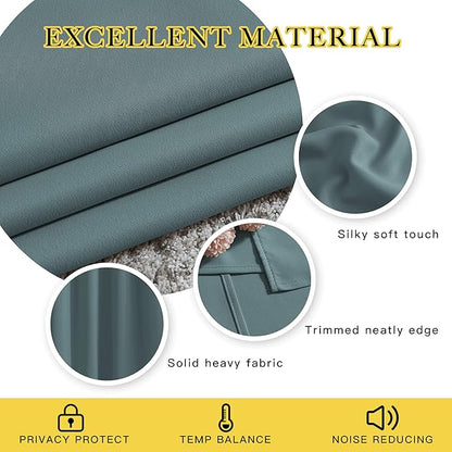 NICETOWN Greyish Blue Bedroom Curtains 72 inches Long, Grommet Blackout Thermal Insulated Window Treatment Room Darkening for Bedroom/Home Office, 2 Panels, W37 x L72