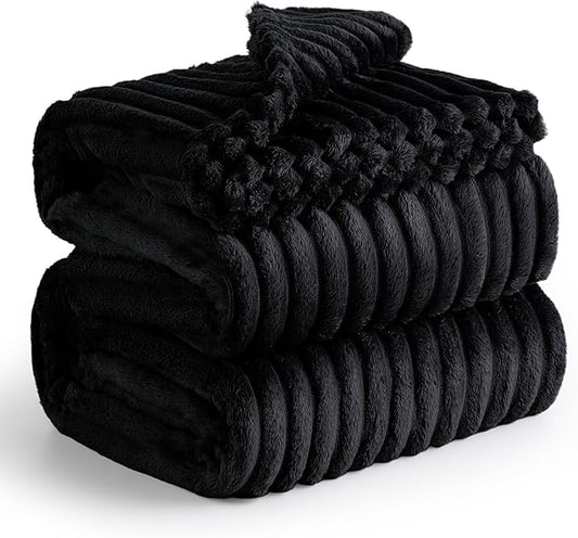 Bedsure GentleSoft Black Blanket Full Size for Bed - Cozy Soft Blankets for Women, Cute Large Fleece Throws for Girls, 84x90 Inches