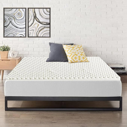 Mayton 1-Inch High Density Convoluted Egg Shell Breathable Foam Topper,Adds Comfort to Mattress, Queen Size