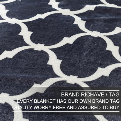 Richave Gray Pattern Twin Size Blanket,Premium Lightweight Anti-Static 66x90 Inches Throw Blankets for Twin/Twin XL Extra Long Bed,Couch, Sofa, Chair, Camping, Picnic,Grey and White