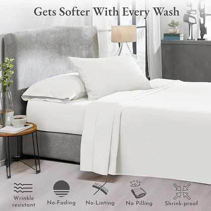 California Design Den 2-Pack Full 100% Cotton Sateen 400 Thread Count Sheets - Extra Soft, Breathable & Cooling Sheets, Wrinkle Resistant, 2 Sets of Deep Pocket Bed Sheets - Ivory (Pale Tone)