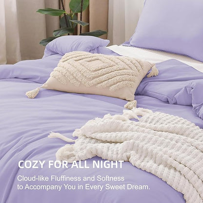 Litanika Lavender Purple Comforter King Size, 3 Pieces Lightweight Solid Bedding Comforter Set, All Season Fluffy Bed Set (104x90In Comforter & 2 Pillowcases)