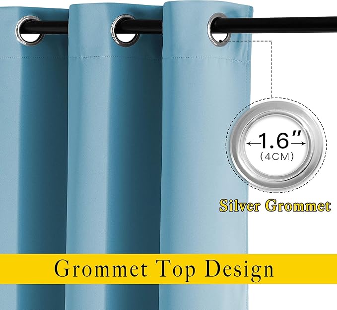 NICETOWN Room Darkening Curtain Panels - Home Fashion Ring Top Thermal Insulated Room Darkening Curtains for Bedroom/Living Room (2 Panels, 80" Wide by 95" Long, Teal Blue)