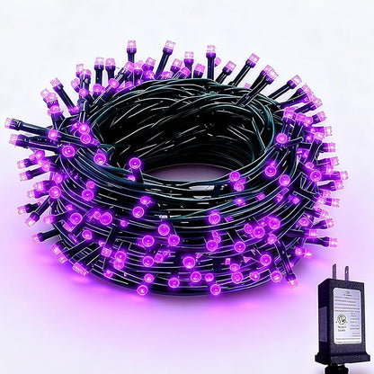 RPGT 200 LEDs 73ft Green Cable Wire Low Voltage Fairy String Tree Twinkle Lights 12 Modes for Christmas Party, Halloween, Outdoor, Garden, Wedding, Home Decoration (Purple)