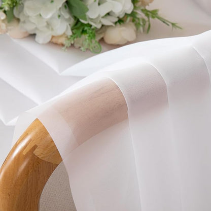 Chyhomenyc Sheer White Valances for Windows 2 Pack, Small Window Curtains for Living Room Bathroom Cafe Laundry Basement, Modern Top Dual Rod Pocket Voile Curtain, 42W x 18L inches, White