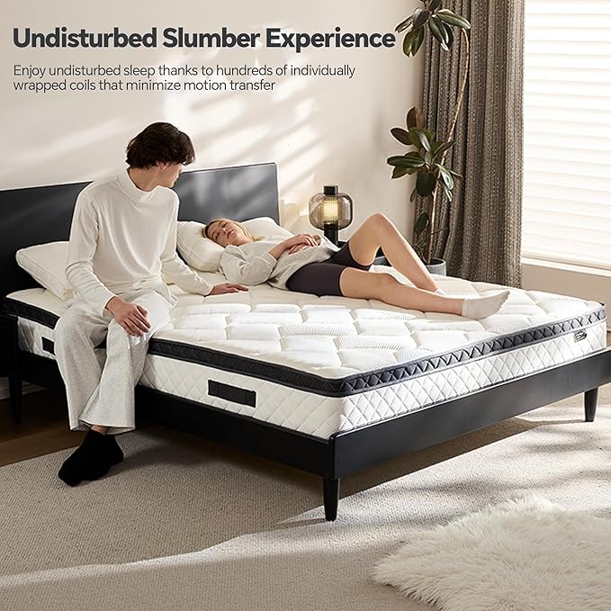 Queen Mattress in a Box, 10 Inch Hybrid Mattress with Individual Pocket Spring & Memory Foam, Motion Isolation, Medium Firm Comfort for Pressure Relief, CertiPUR-US Certified