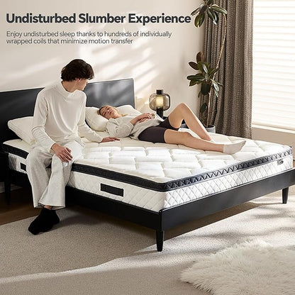 Full Size Mattress in a Box, 12 Inch Hybrid Mattress with Individual Pocket Spring & Memory Foam, Soft, Motion Isolation, Medium Firm Comfort for Pressure Relief, CertiPUR-US Certified