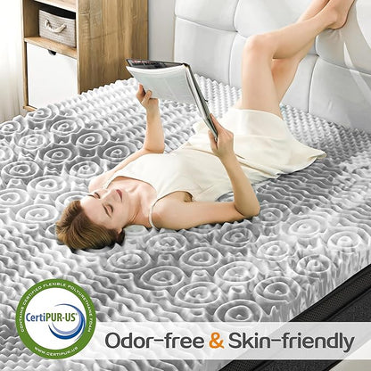 SINWEEK Mattress Topper Memory Foam Mattress Topper 2 Inch Queen Soft Mattress Pad for Pressure Relief, 5-Zone Design, CertiPUR-US Certified, Gray