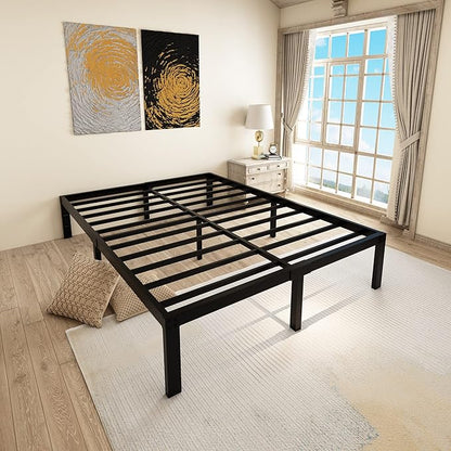 45MinST 14 Inch Reinforced Platform Bed Frame/3500lbs Heavy Duty/Easy Assembly Mattress Foundation/Steel Slat/Noise Free/No Box Spring Needed, Queen